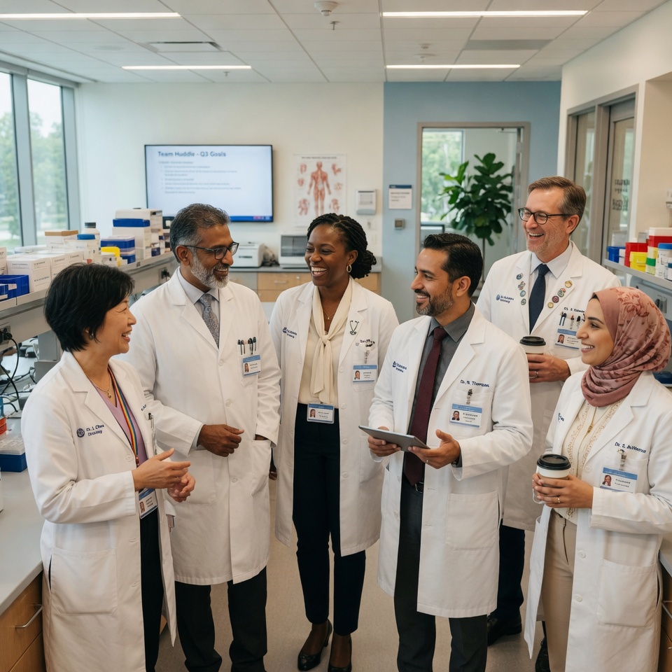 A diverse clinical and laboratory team — the kind of professional, customer-facing distribution partners LTI builds long-term relationships with