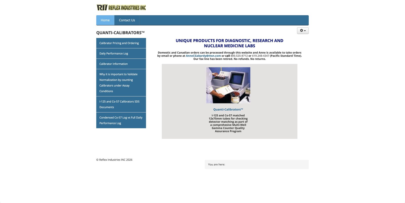 Reflex Industries website homepage preview