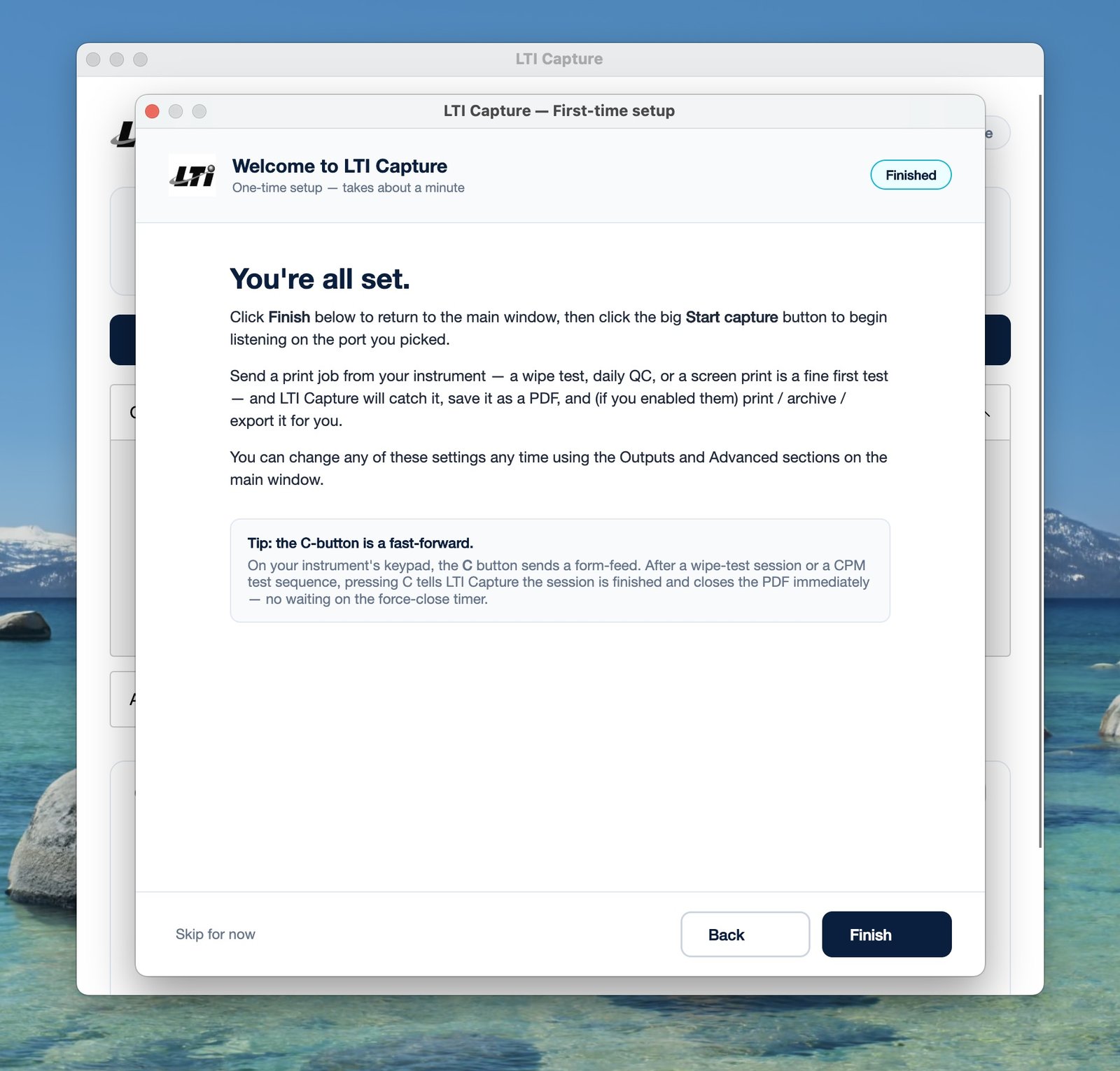 Setup wizard finished — You're all set