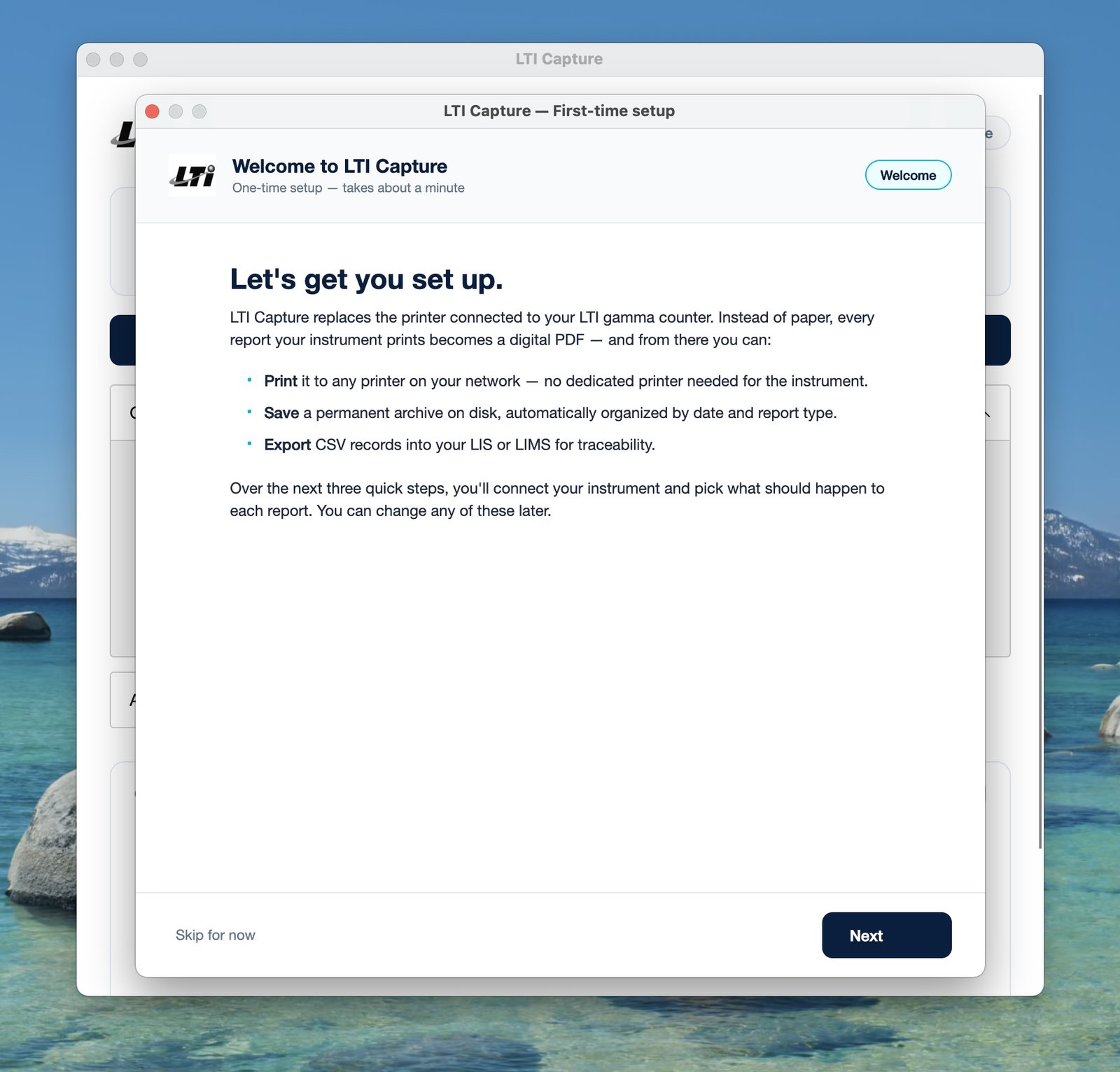First-time setup wizard, Welcome screen