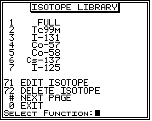 Multi-Wiper Isotope Library list