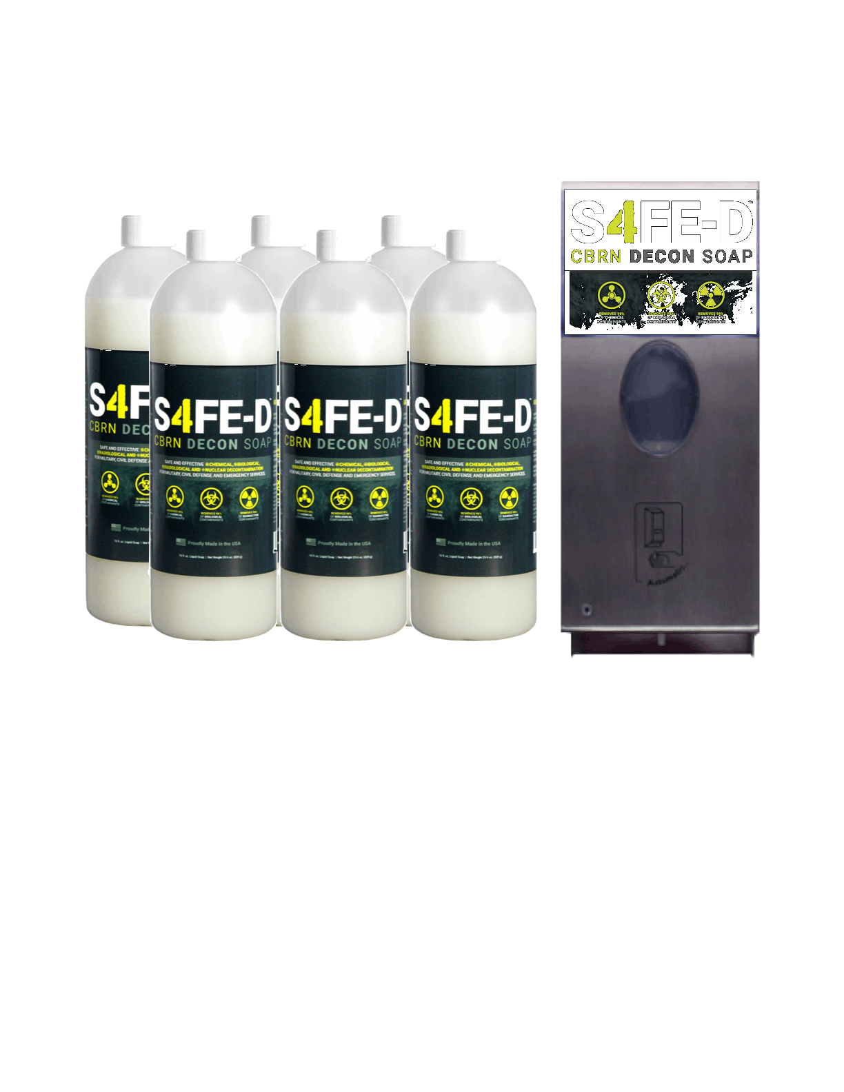 S4FE-D touchless stainless wall soap dispenser bundle with six 32 oz refill pouches