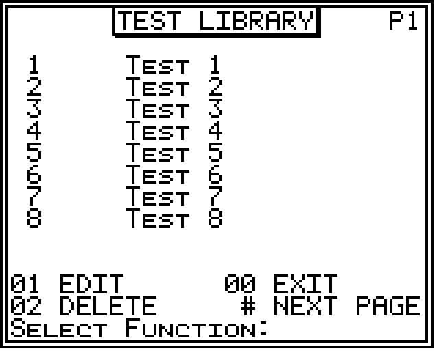 Test Library list screen