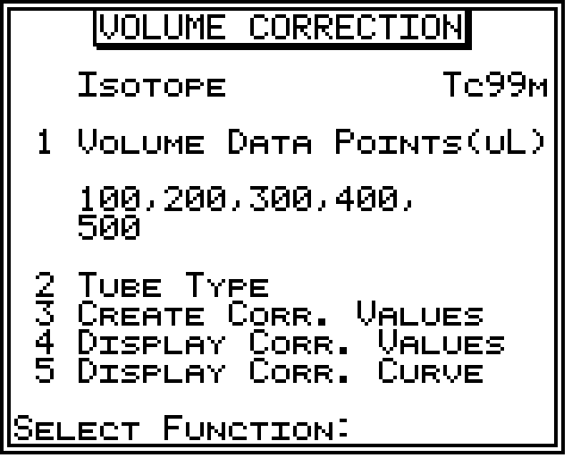 Volume Correction setup screen
